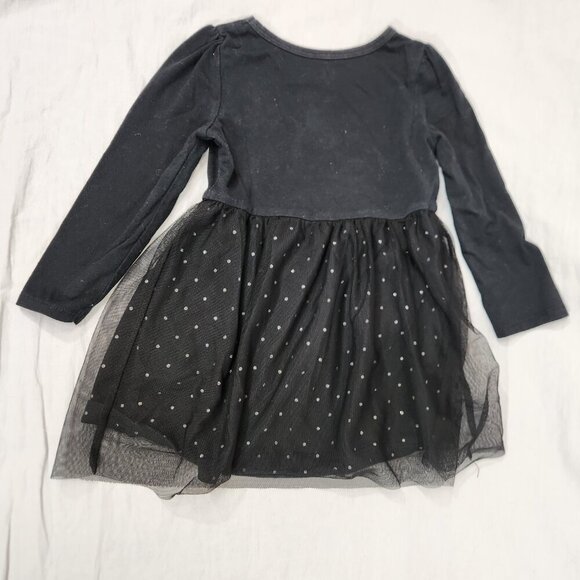 Carter’s Long Sleeve Black Cat Dress 2T Halloween Tulle Overlaying Sparkles - Picture 2 of 3